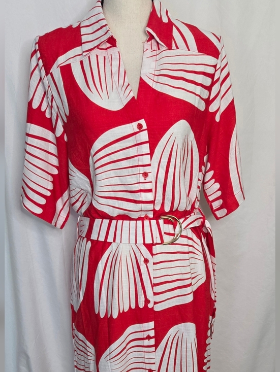 White Closet Elements Dresses & Skirts - NWT- White Closet Elements Red & White Button-Front Belted Maxi Sundress